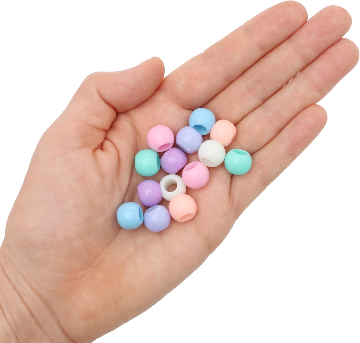 600 Acrylic Large Hole Beads for Crafts and for Hair 10mm x 12mm Acrylic Barrel Beads with 5.7mm Large Hole, Pastel Assortment