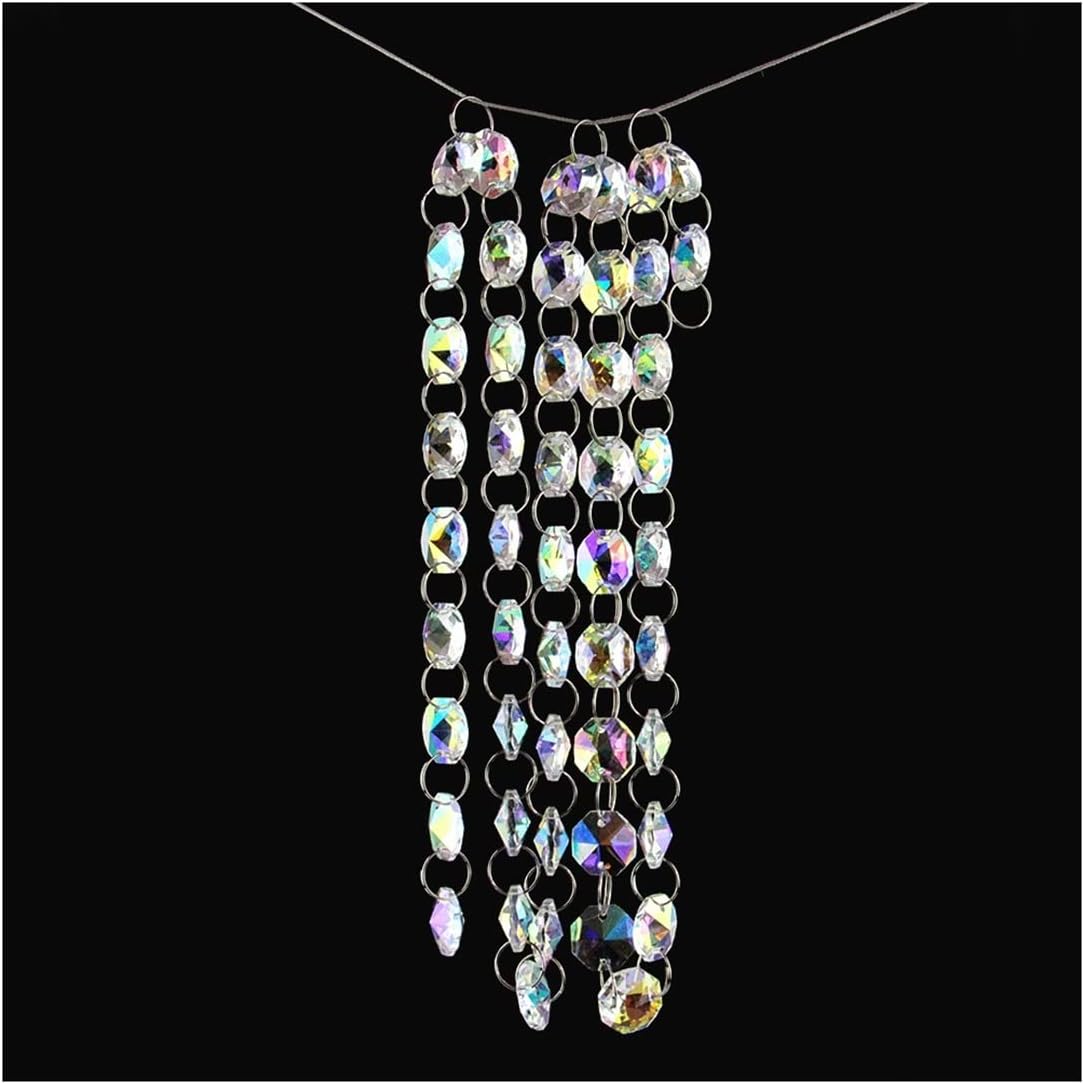 Chandelier Crystal Prisms Pendants AB 10m-50m 14mm Beads Chain Wedding Party Crystal Strand Garland Beads Decoration Chandelier Crystal Prisms Pendants (Size : 10 Meters)