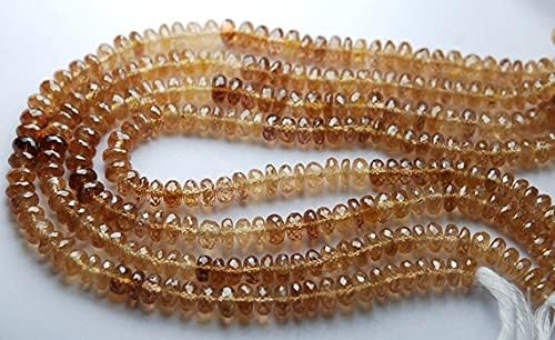 6 inch Strand of Machine Cut Quality,Natural Champagne Zircon Micro Faceted Rondells,6-6.5mm