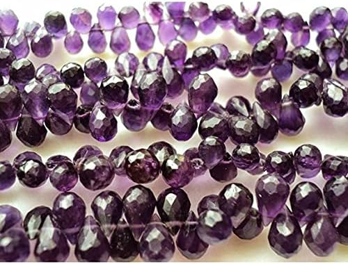 Amethyst Briolette, African Amethyst, Faceted Tear Drop Beads, 4x6mm Approx, 10 inch Strand