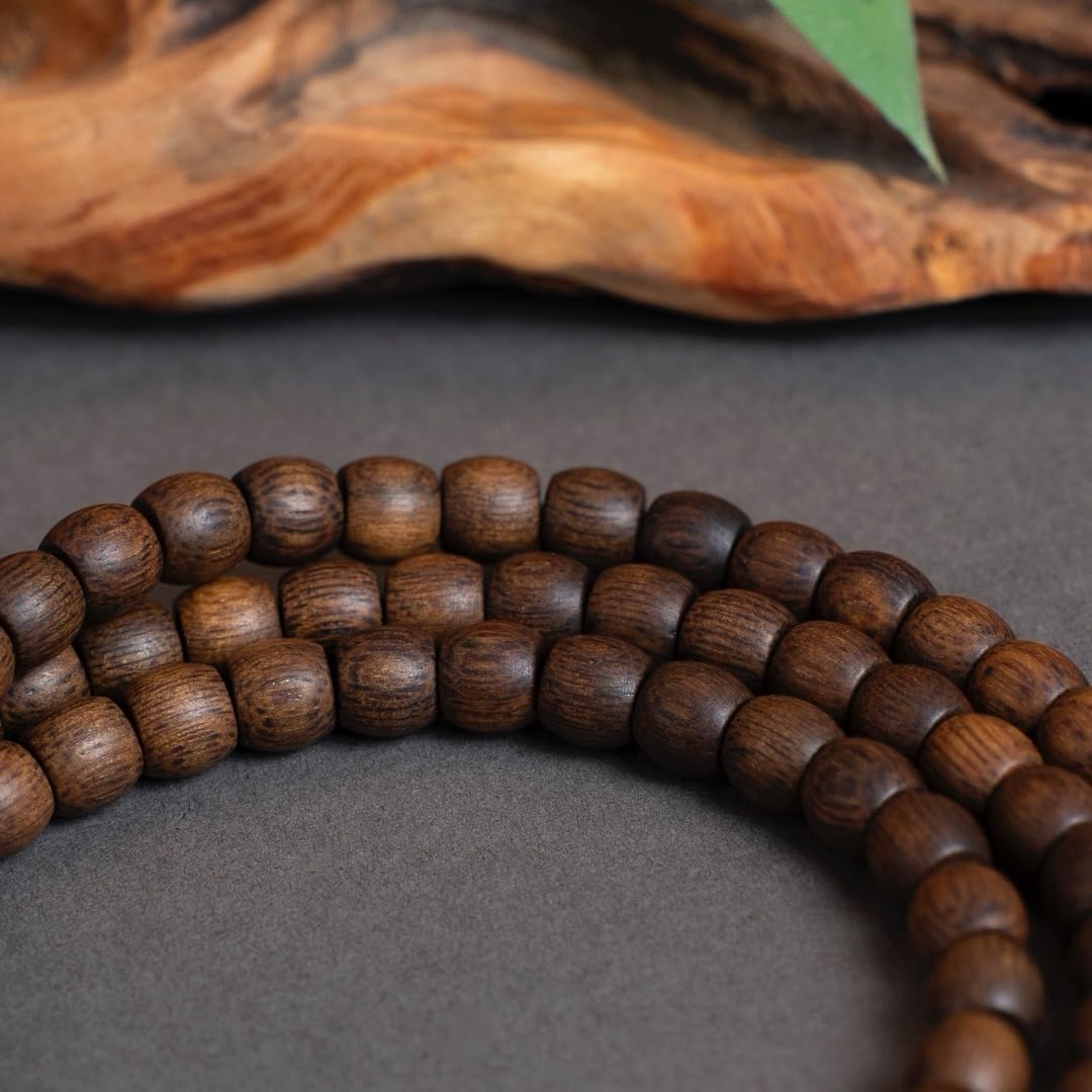 Fusen Red Clay Agarwood Prayer Beads 6×6mm*108 Beads, Sinking Grade