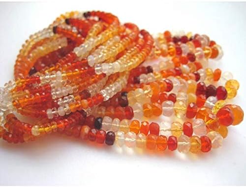 13 inch natural beads strand of 4-5mm faceted rondelle mexican fire opal gemstone beads for DIY jewelry - necklace, bracelet, earring, ring.