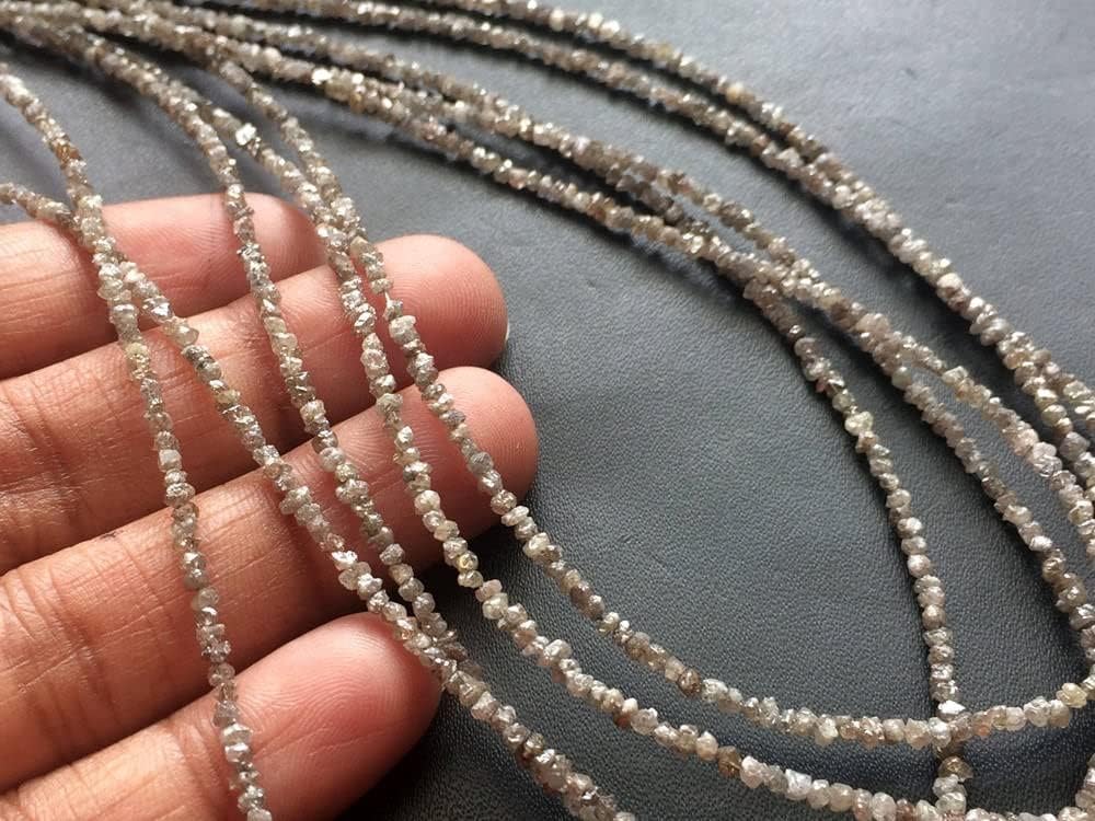 2-2.5mm Light Brown Uncut Rondelle Diamond Beads, Natural Rough Diamond Rondelle, Uncut Diamond Beads for Jewelry (4IN to 16IN) - DDP205, 2 MM - 2.5 MM, 16 in