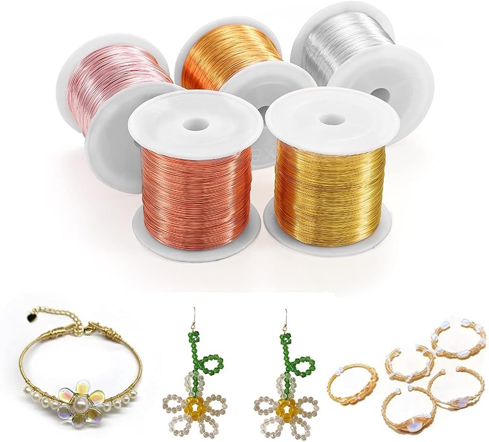 QA 0.4mmx200m Colorfast Beading Wire Copper Wire Jewelry Cord String for DIY Bracelet Necklace Making Findings Supplies A919 (Color : Brown)