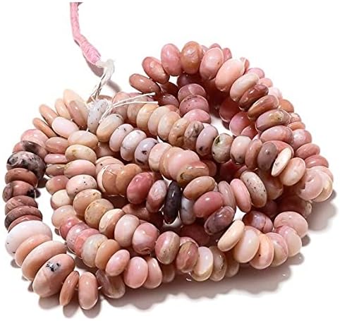Pink Opal Rondelle Beads, Peruvian Pink Opal Beads, Opal Rondelles, 12-13mm Each, 8 Inch