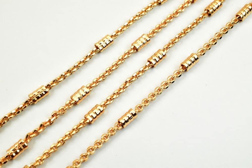 18K Pinky Gold Filled EP Bar Chain/Cable Chain Width 3mm Thickness 2mm Gold-Filled findings Sold by Foot PGF16