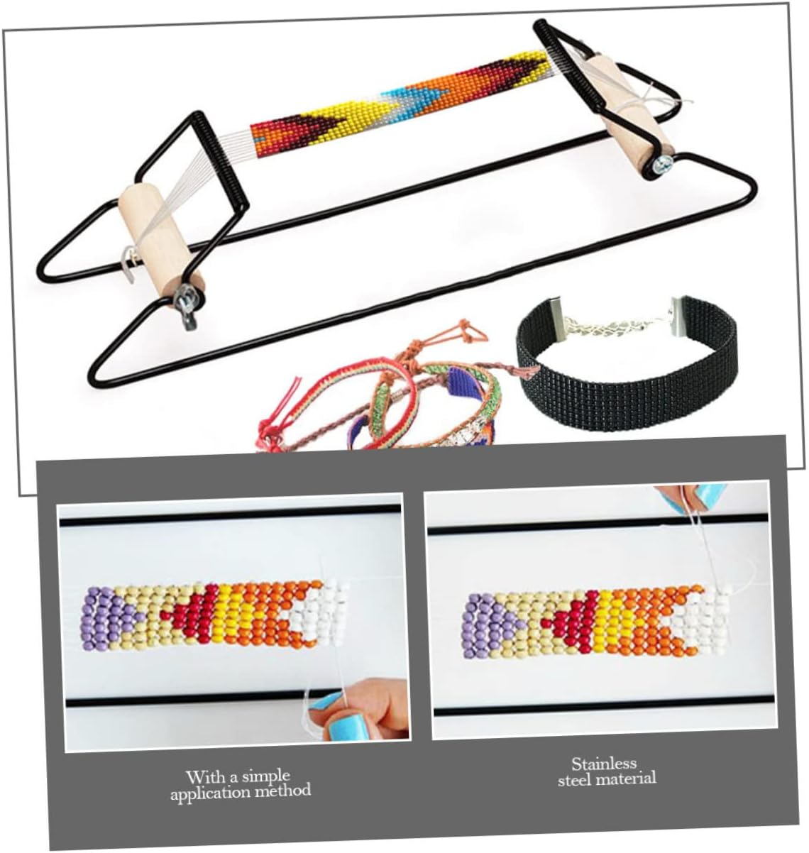 Bracelet Bead Maker Kid Toys Weaving Bracelet Loom Kids Bracelet Framing Tools Jewelry Beading Loom Metal Beading Loom Kit Kids Toy DIY Bracelet Tools Manual Wristband Wood Child