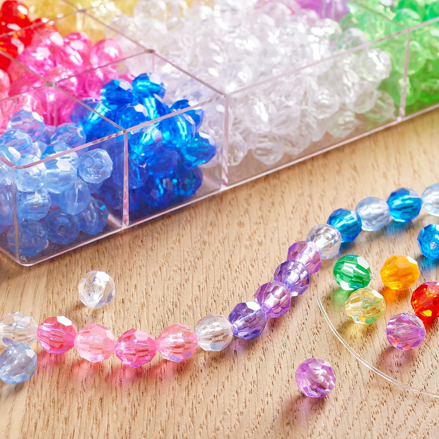 Creatology Multicolor Faceted Plastic Beads, 9 Packs: 610 ct. (5,490 Total), 9mm x 9.5mm