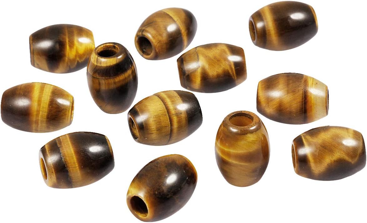 TUMBEELLUWA Pack 15x4, Tiger's Eye Stone Beads for Jewelry Making, Healing Crystal Large Hole Loose Beads, Round & Square & Oval & Heart