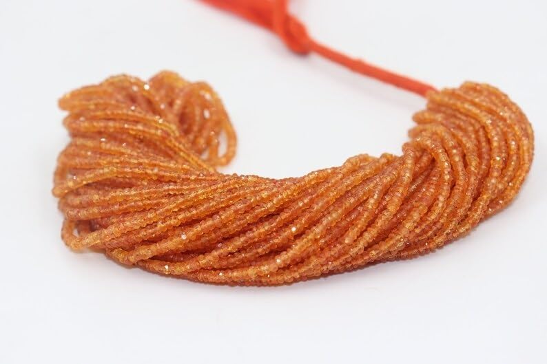 Padparadscha Orange Sapphire Faceted Rondelle Beads 2.5-3 mm Orange Songea Sapphire Rondelle Beads Padparadscha Sapphire Beads