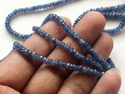 Blue Sapphire Beads, Burma Blue Sapphire Faceted Rondelles, Sapphire Necklace, 3-5.5mm, 20 Inch