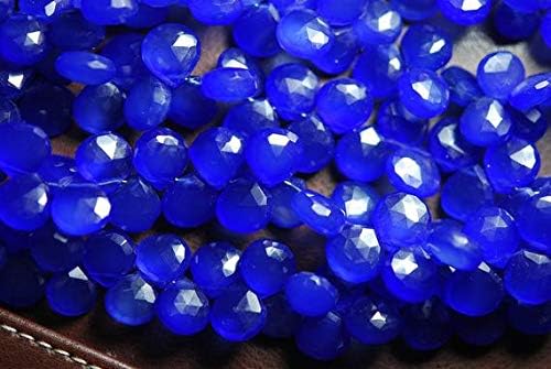 8 Inches, Cobalt Blue Chalceny Faceted Heart Shape Briolettes 10-11mm Code-HIGH-63348