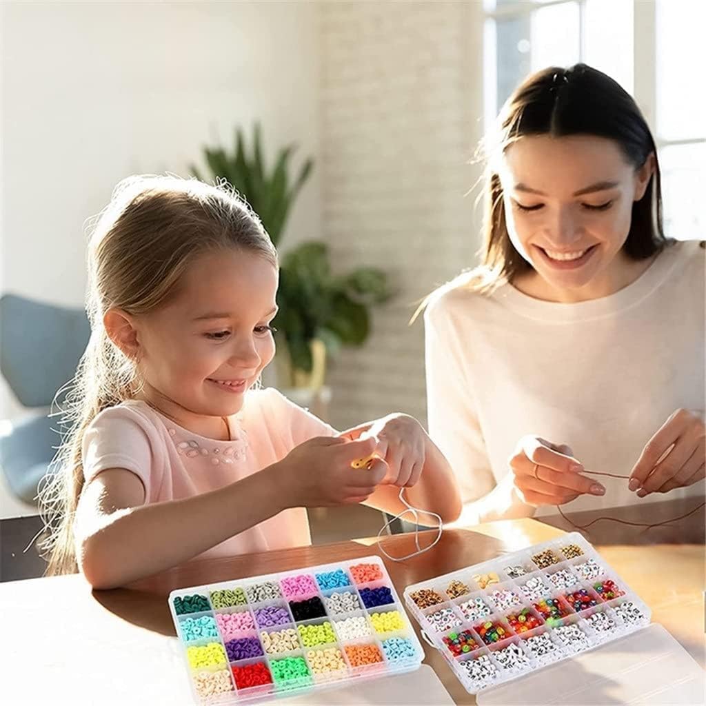 48 Grids Polymer Clay Letter Beads Set in Box for DIY Earring Jewelry Make Accessories Discs Slice Spacer Seed Bead Kit for All People