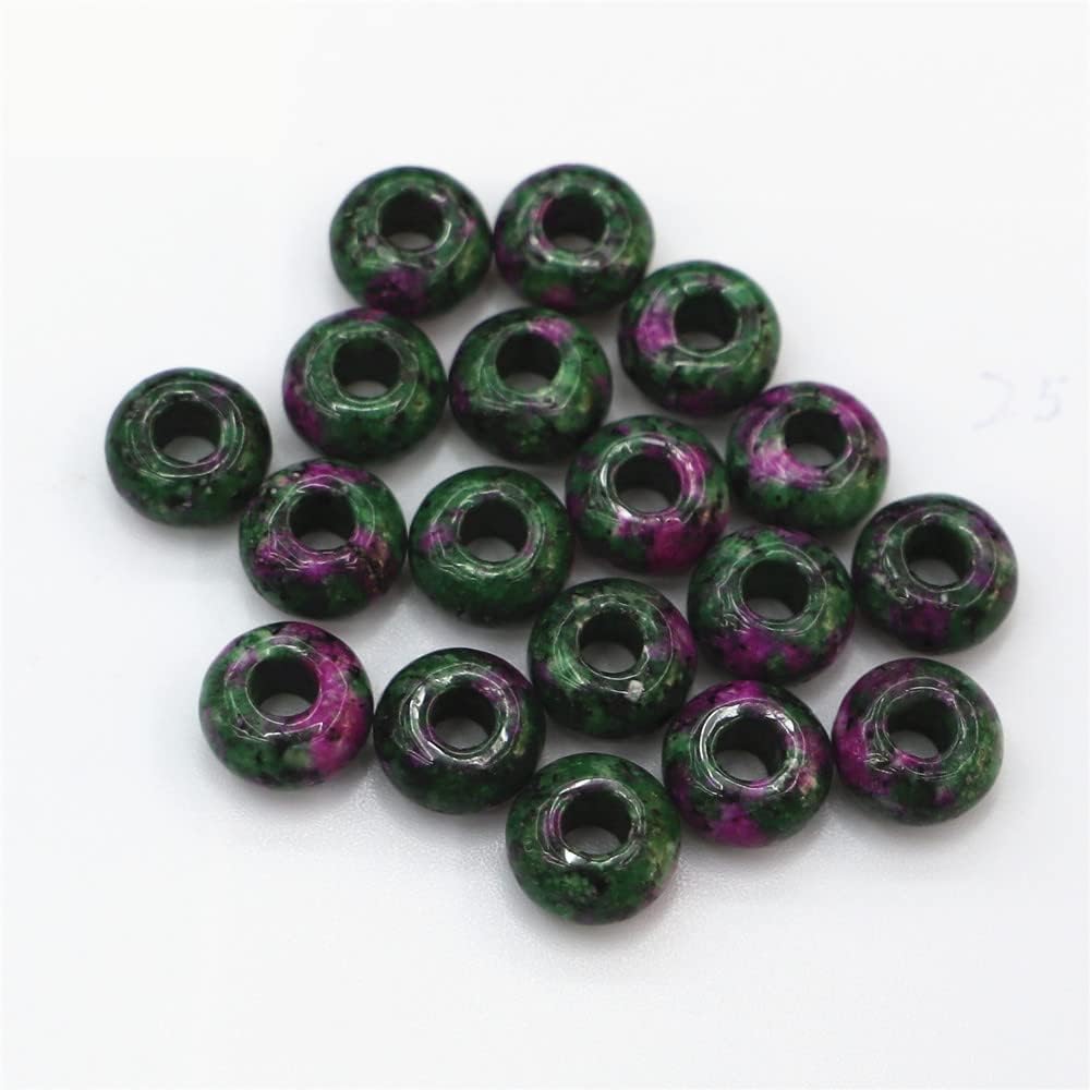 7X14Mm 50Pcs/Lot Natural Stone Red Emeralds andAmp; Synthetic Stone Hole Beads Abacus Shape Loose Beads for Jewelry Necklace Making - (Color: 24; Item Diameter: 14X7M)