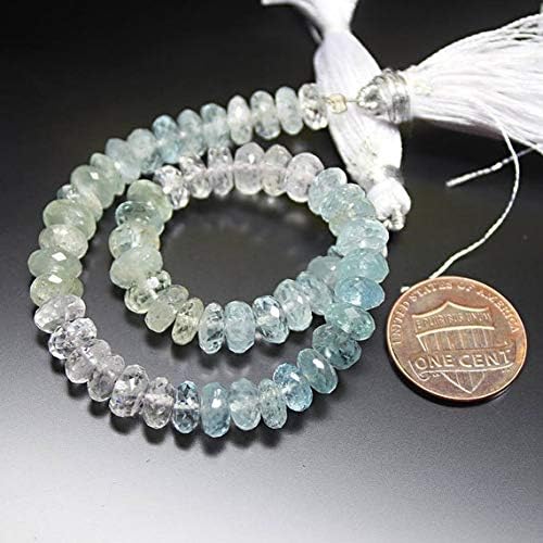 Beads Gemstone Multi Pink Morganite Aquamarine Micro Faceted Loose Rondelle Gemstone Craft Beads Strand 8 Inch Long 6mm 7mm Code-MVG-21220