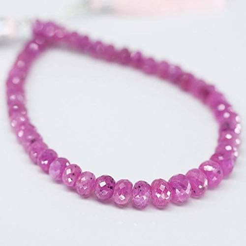 Rare AAA Pink Sapphire Micro Faceted Rondelle Gemstone Loose Craft Beads Strand 4 Inch Long 5mm 7mm Code-HIGH-27066