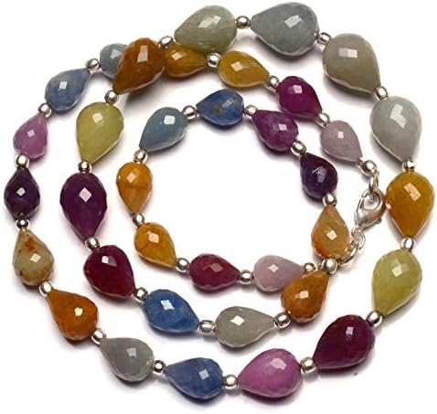 Natural Gemstone Multi-Color Sapphire Faceted Teardrop Briolettes 22