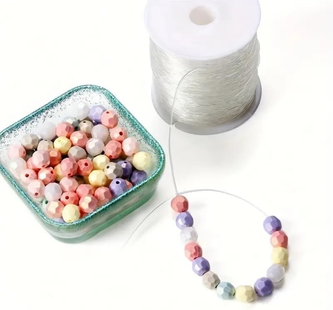 0.8mm Crystal Tec Elastic String, 100M Length, Crystal Elastic Cord for Bracelet Beading Jewellery DIY Making Crafts Bracelets Necklaces (200)