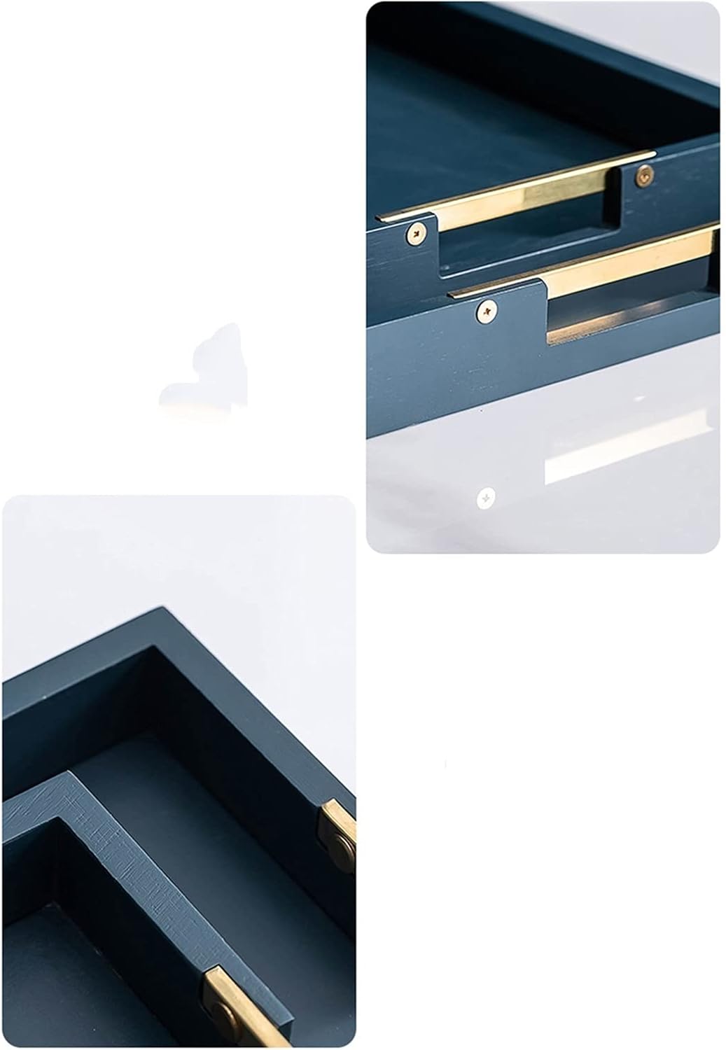 Tray Serving Tray and Platter, Rectangular Wooden Thick Metal Handle Snack Tray, Breakfast Tray, Stylish Farmhouse Decor Serving Platters Serving Trays(A,Medium)