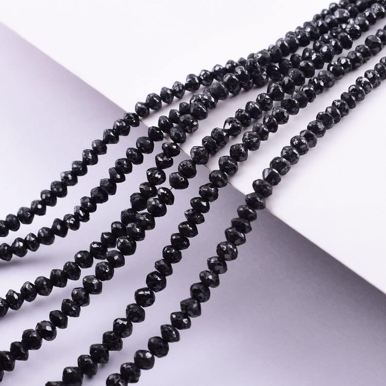 13 inch Strand of Natural gem Black Diamond, 4mm Rondelle Faceted Beads for DIY Jewelry Making. | Beads_02000