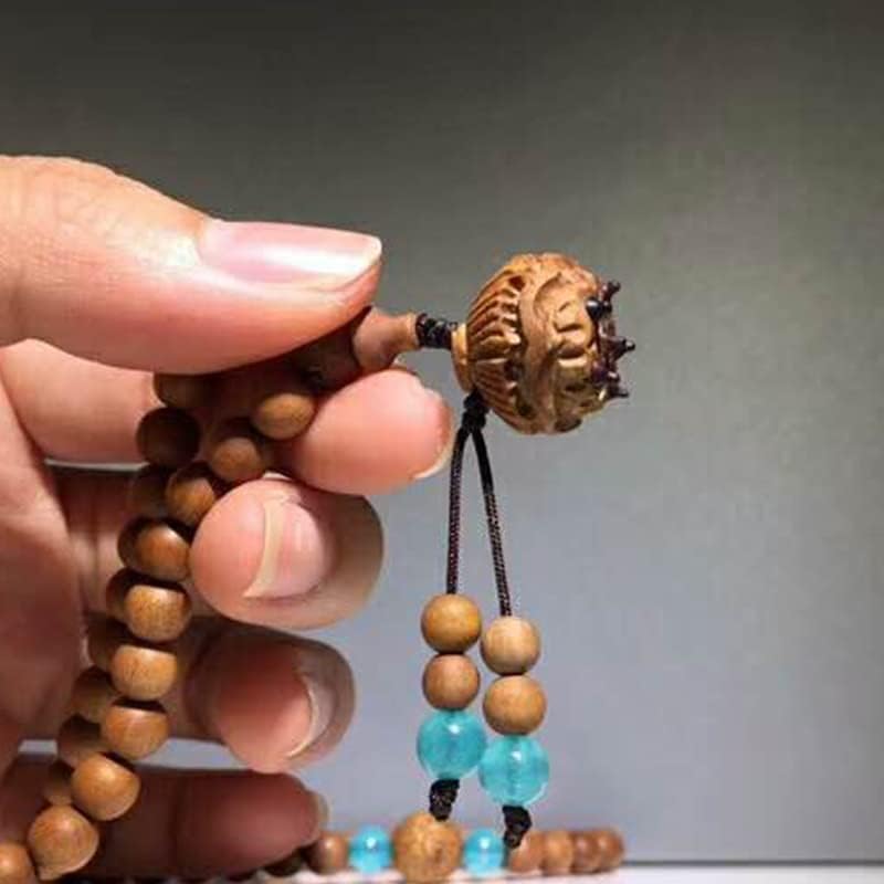 Buddha Beads Bracelets Rosary beads印度老山檀香手串檀香莲蓬108颗 老料念珠男女檀木佛珠情侣手链(沉水6MM老山)