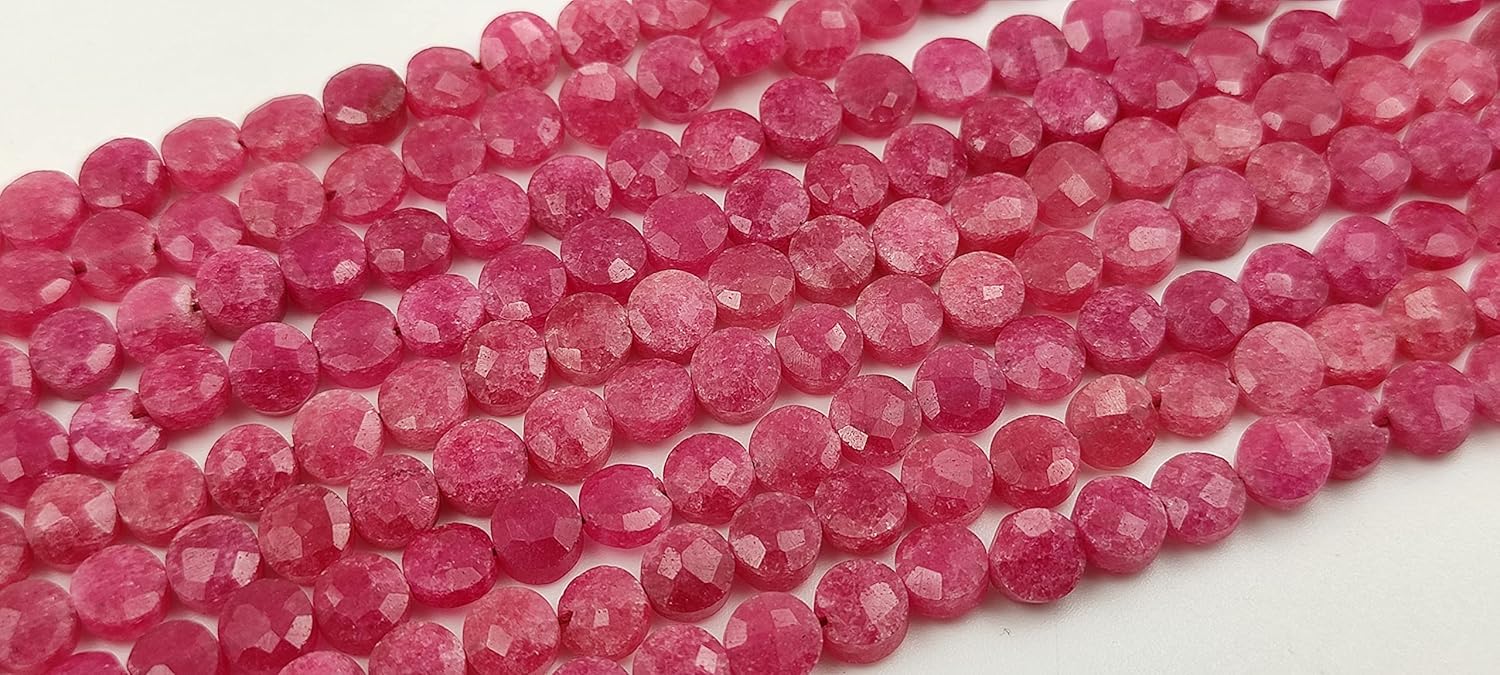 Hanumat Gems Lot of 5 Strands Natural Pink Quartz Faceted Coin Shape Gemstone Beads,Pink Quartz Coin Beads,Pink Quartz Faceted Beads,4-5 MM Coin Beads,13 Inches Strand.