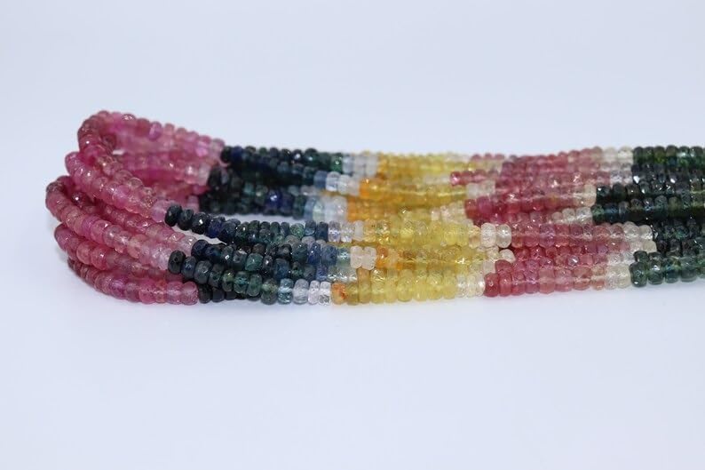 Natural Multi Sapphire Faceted Rondelle Beads 4-5 mm Multi Rainbow Beads Multi Sapphire Beads Wholesale Beads