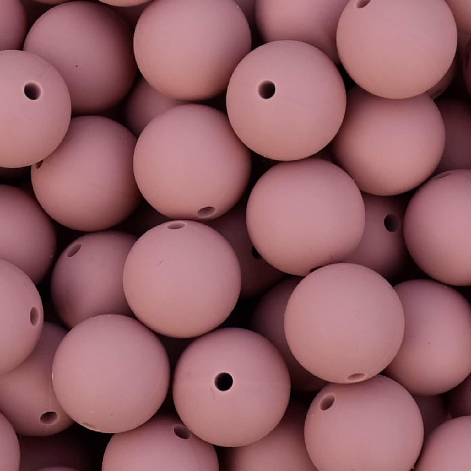Silicone Beads Bulk 15mm 12mm DIY Necklace Bracelet Keychain Making Craft Set Jewelry, Colorful Silicone Beads Bulk Round Bead Loose with Accessories (15 mm Round Dusty Pink)