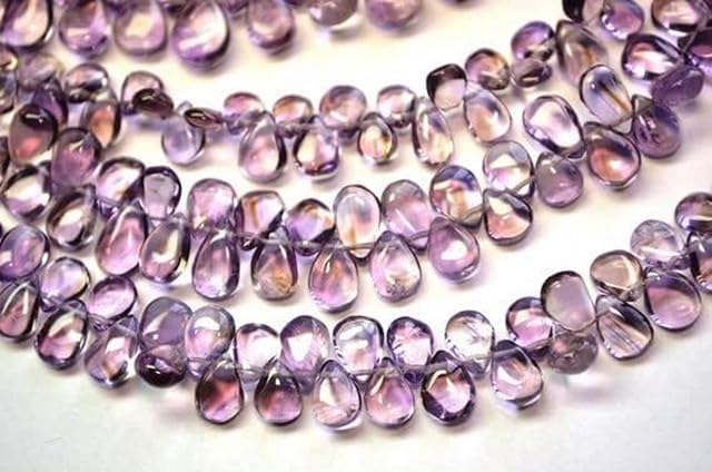 7 Inch 6x9-7x12mm Natural Bio Amethyst/Ametrine Smooth Pear Shape Briolette/Ametrine Pear Beads lot of 25 Strands CHIK-STRD-97566