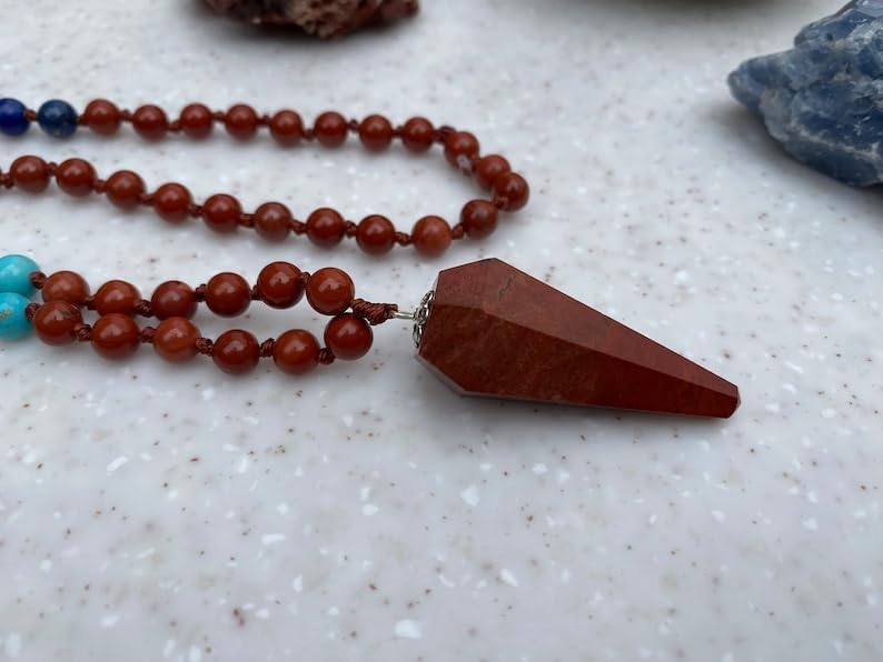 Natural Poppy Jasper, Turquoise, Lapis Lazuli 6mm 108 Mala Beads, Spiritual, Meditation Beads, Reiki, Japa Mala, Buddhist Prayer Beads, Yoga Bracelet, healing beads LKMALA-RRGU-1973