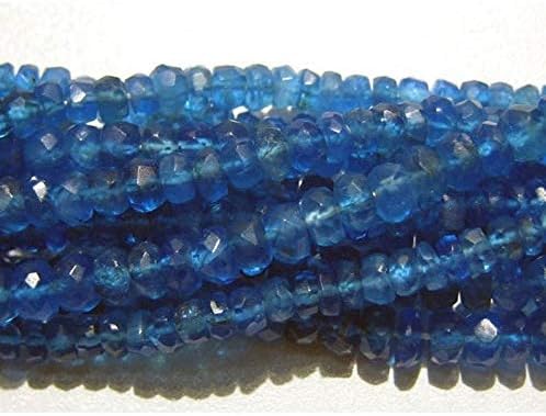 50 Strands Wholesale Apatite-Blue Apatite Gem Stones-Faceted Rondelle Beads-3.5 mm to 4mm Faceted Beads-Wholesale Beads-14 Inch