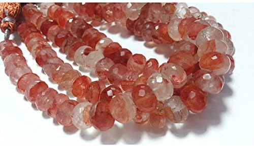 13 inch natural beads strand of 8mm faceted rondelle graphic quartz gemstone beads for DIY jewelry - necklace, bracelet, earring, ring.