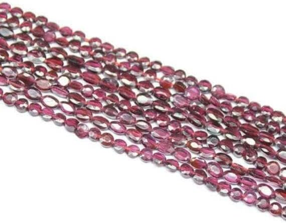 Beads Gemstone 3 Strands Natural Red Garnet Faceted Oval Loose Gemstone Craft Beads 14 Inch Long 6mm Code-HIGH-25710