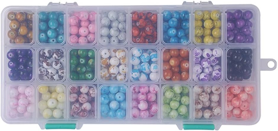 Marycan Mixed Color Glass Beads Boxed 24 Colors Round Beads Bracelet Earrings Making Materials DIY Jewelry Accessories for All People