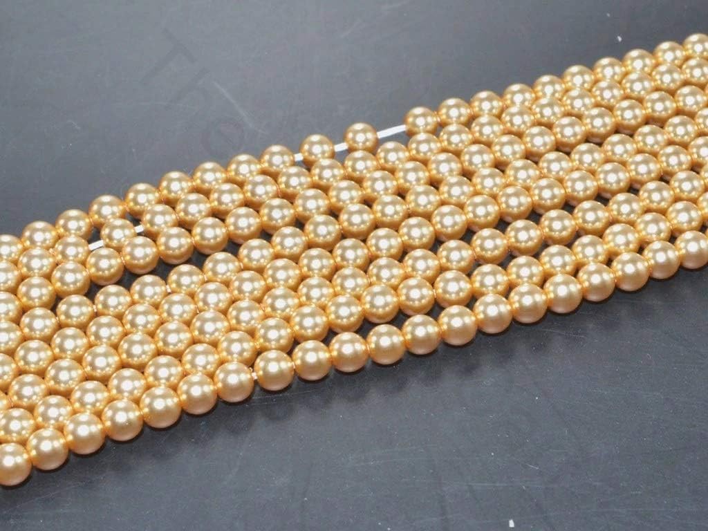 The Design Cart 4MM Preciosa Golden Glass Pearl Beads for Jewelry Making, Beading, Art and Craft Embellishments (500 Pieces)