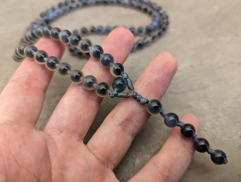 Natural Agate 8mm 108 Mala Beads, Spiritual, Meditation Beads, Reiki, Japa Mala, Buddhist Prayer Beads, Yoga Bracelet, healing beads LKMALA-RRGU-205