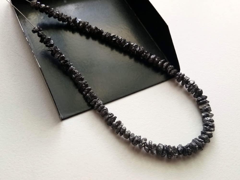 5mm Black Rough Diamond Beads, Black Raw Diamond Beads, 0.5mm Drilled Hole Black Uncut Diamonds For Jewelry (1IN To 4IN Options) - PPD364, 5 MM Drilled)