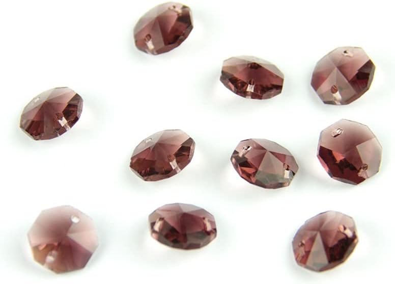 Hanging Crystals Prisms Crystal Octagon Beads Amethyst 14mm 1 Hole/2 Holes Crystal Chandelier Beads Chandelier Glass Prism Pendant for Lighting Parts Hangings Crystals for Decoration(1 Hole,2000pcs)