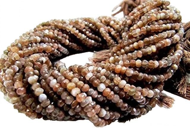 Chocolate Moonstone Rondelle Faceted Beads 4mm Size Approx 13 inch lot of 10 Strands CHIK-STRD-96027