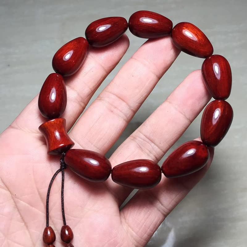 Mascot Wooden Crafts Wood Carving Art Wood Decoration Artwork 小叶紫檀2.0 * 1.2水滴珠配竹节珠佛珠手串 高油密玻璃 手串佛珠(小叶紫檀水滴珠配竹节珠)