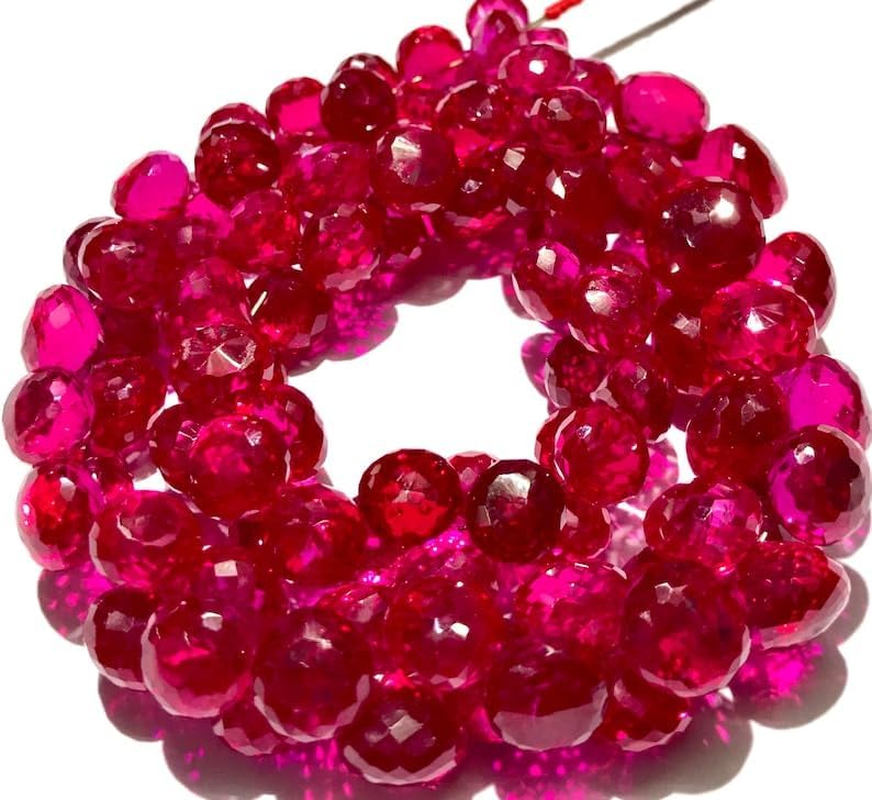 Natural Pink Spinel Onion Faceted Beads 8X10-7X9MM 14 inch Long String Jewelry Making Gemstone Beads for Necklace Bracelet