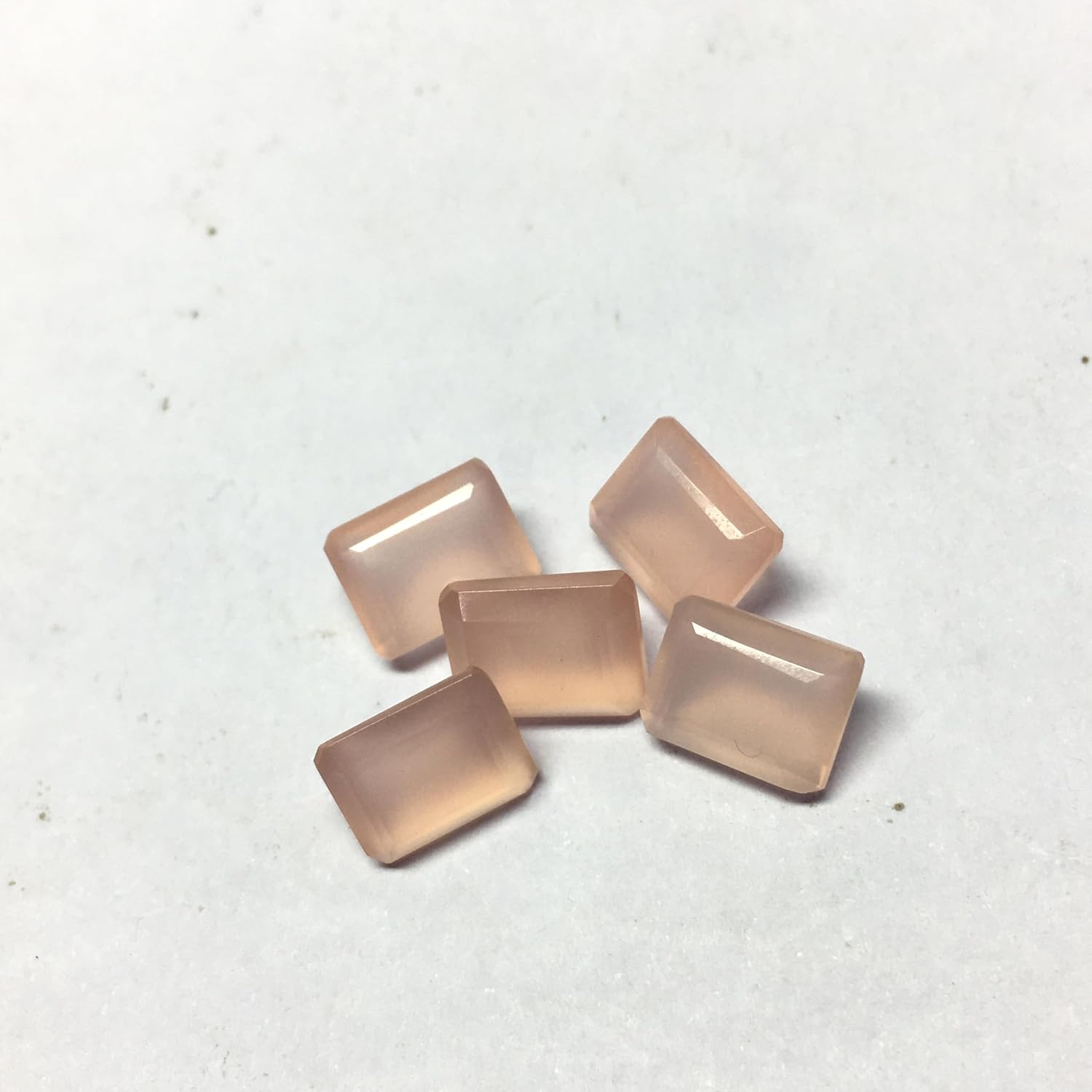 Pink Chalcedony Rectangle Cut Faceted Pointed Back Loose Gemstones for Earrings Pendant & Jewelry Making (10 Pieces) Set (15X20 MM)