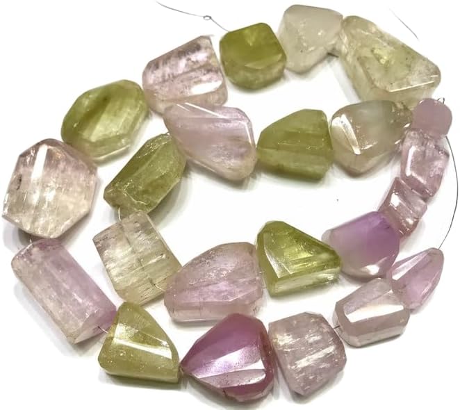 13 inch Strand of Natural gem Kunzite, 6x8-14-20mm Tumble Faceted Beads for DIY Jewelry Making. | Beads_05017