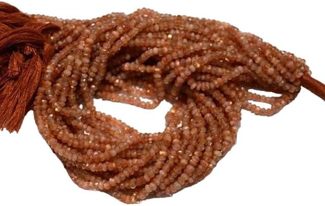 3.5mm Sunstone Beads, Faceted Rondelle Beads, Gemstone Beads, 13.5 Inch lot of 10 Strands CHIK-STRD-96463