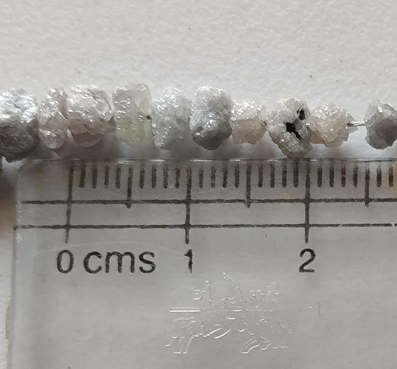 4.5-7mm White Rough Diamonds, 1mm Hole Drill Beads, Natural White Gray Raw Diamond Necklace, Uncut Diamond Beads (3Pcs To 6Pcs Option), 4.5-7 MM Approx.