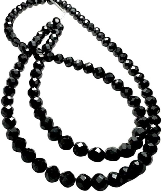 Natural Black Spinel Faceted Round Beads 5.5 mm — 100 Drilled Pieces for Bracelets, Necklaces & DIY Jewelry Making, Made in Thailand