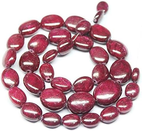 1 Strand red Ruby Oval Smooth 19'' Long Strand Gemstone Beads, Jewelry Supplies for Jewelry Making, Bulk Beads, for Meditation Jewellery for Reiki Healing Mystic Gemstone 18mm to 10mm