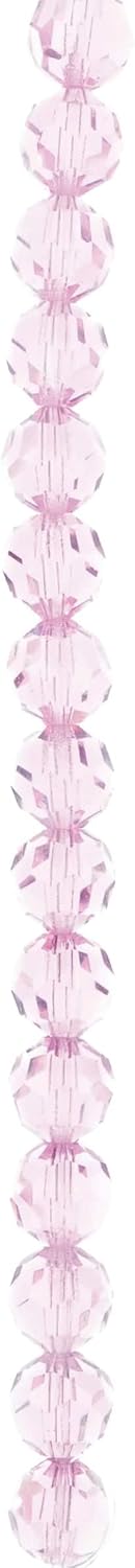 Bead Landing 8mm Preciosa Light Rose Glass Crystal Round Beads - Faceted Glass Beads for DIY Jewelry Making, 6 Pack