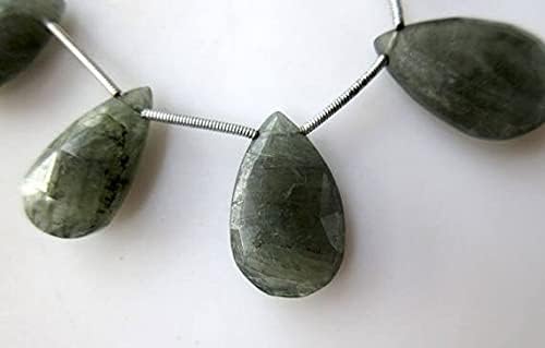 Moss Aquamarine Huge Faceted Pear Shaped Briolette Beads, 15mm to 23mm 8 Inch