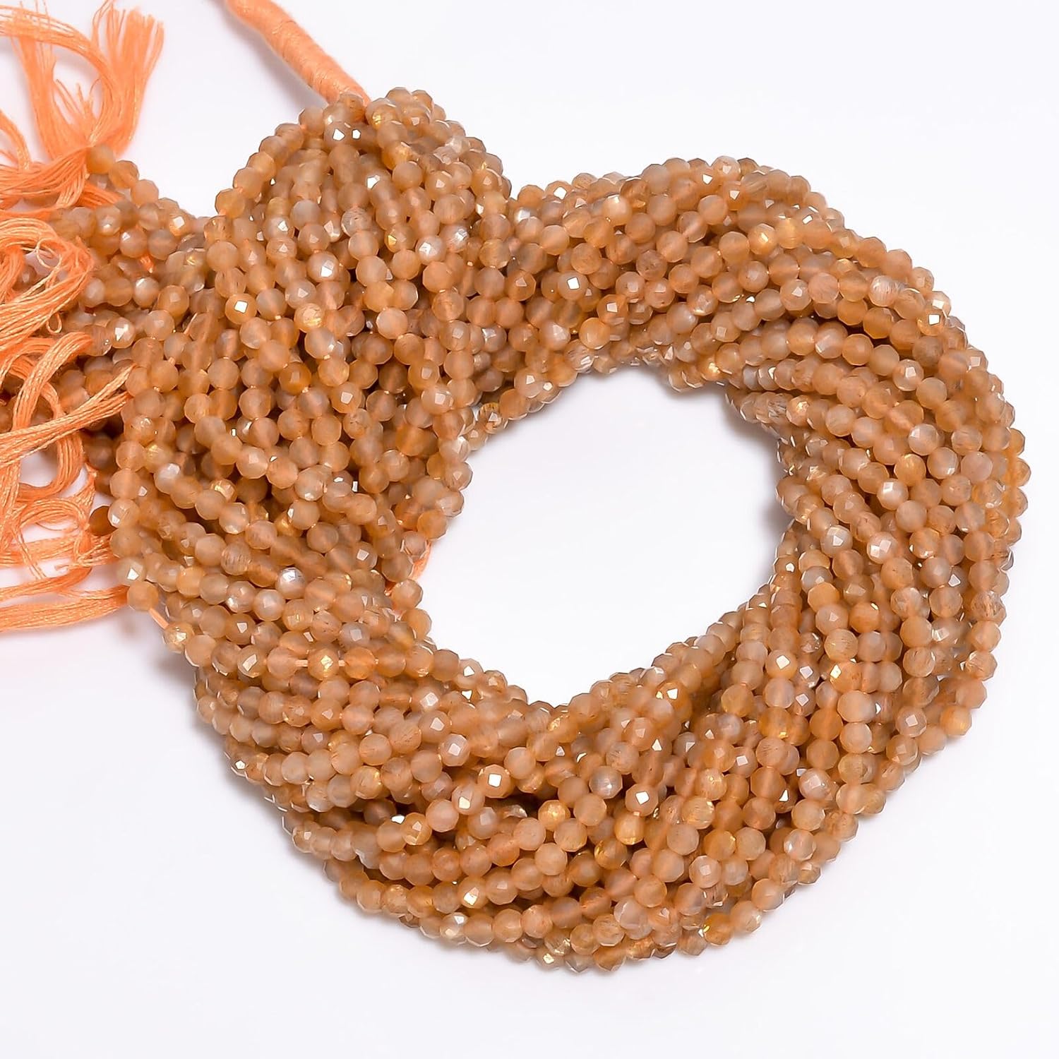 Natural Sunstone Gemstone Rondelle Shape Faceted Beads 3X3 mm 25 Strand 13